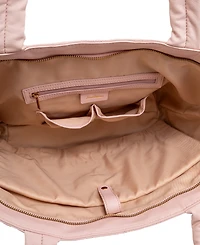 Sam Edelman Ethyl Top Zip East West Quilted Logo Extra Large Tote Bag