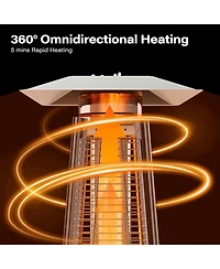 Decksplore 48,000 Btu Stainless Steel Pyramid Patio Flame Propane Gas Patio Heater with Wheels