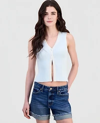 Hippie Rose Juniors' Ribbon-Trim Sweater Vest