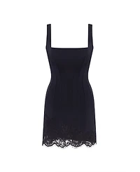 Milla Womens Sultry Black Corset Mini Dress With Lace Hem