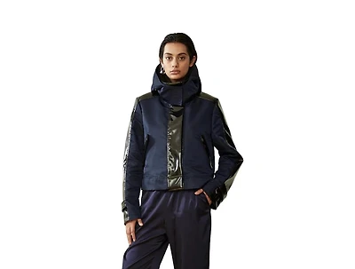 Caalo Women's Water-Resistant Cropped Raincoat