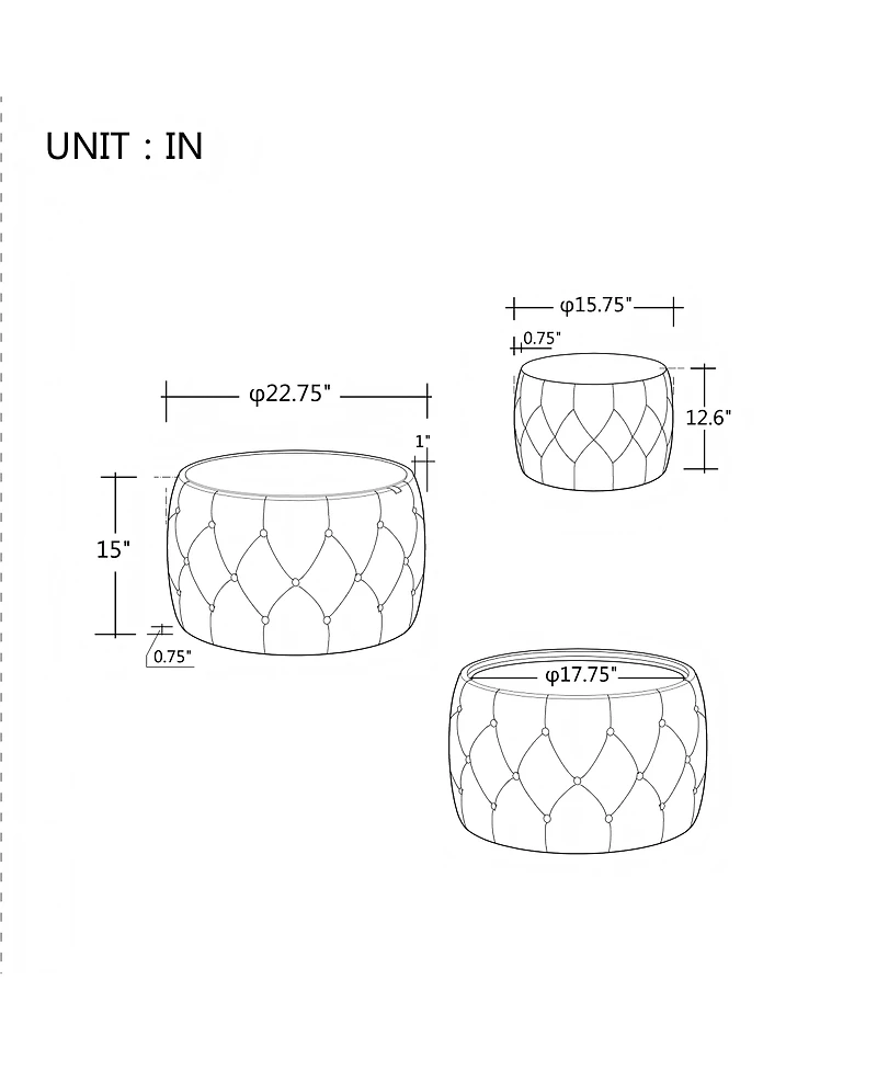 Streamdale Furniture Luxurious Velvet Nesting Ottomans (Set of 2)