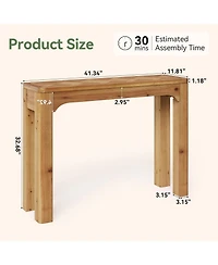 Tribesigns Solid Wood Console Table for Entryway, 41.3-Inch Farmhouse Sofa Table Behind Couch, Natural