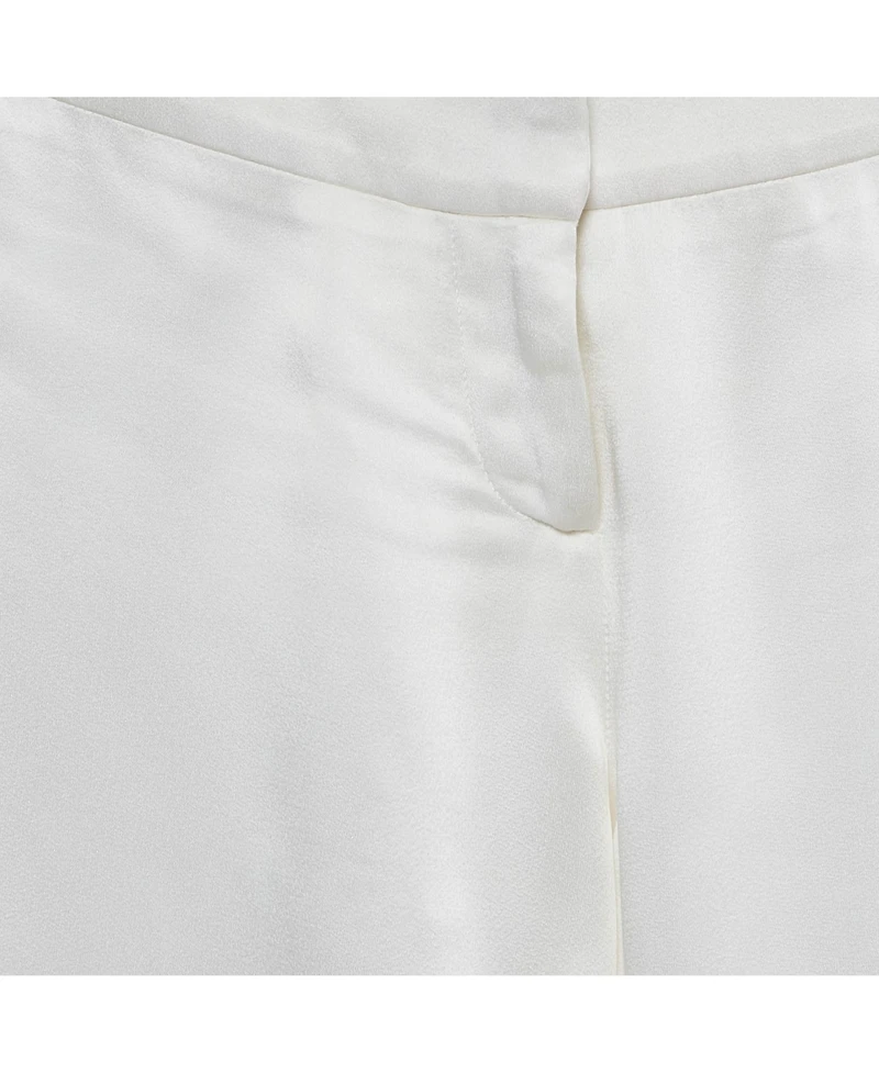 Pre-Owned Balmain Women's White Satin Flared High Rise Trousers