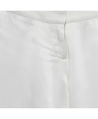 Pre-Owned Balmain Women's White Satin Flared High Rise Trousers