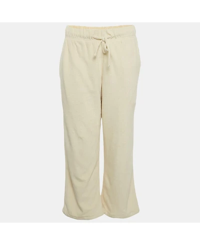 Pre-Owned Burberry Women's Cream Terry Drawstring Wide Leg Pants