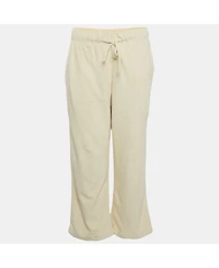 Pre-Owned Burberry Women's Cream Terry Drawstring Wide Leg Pants