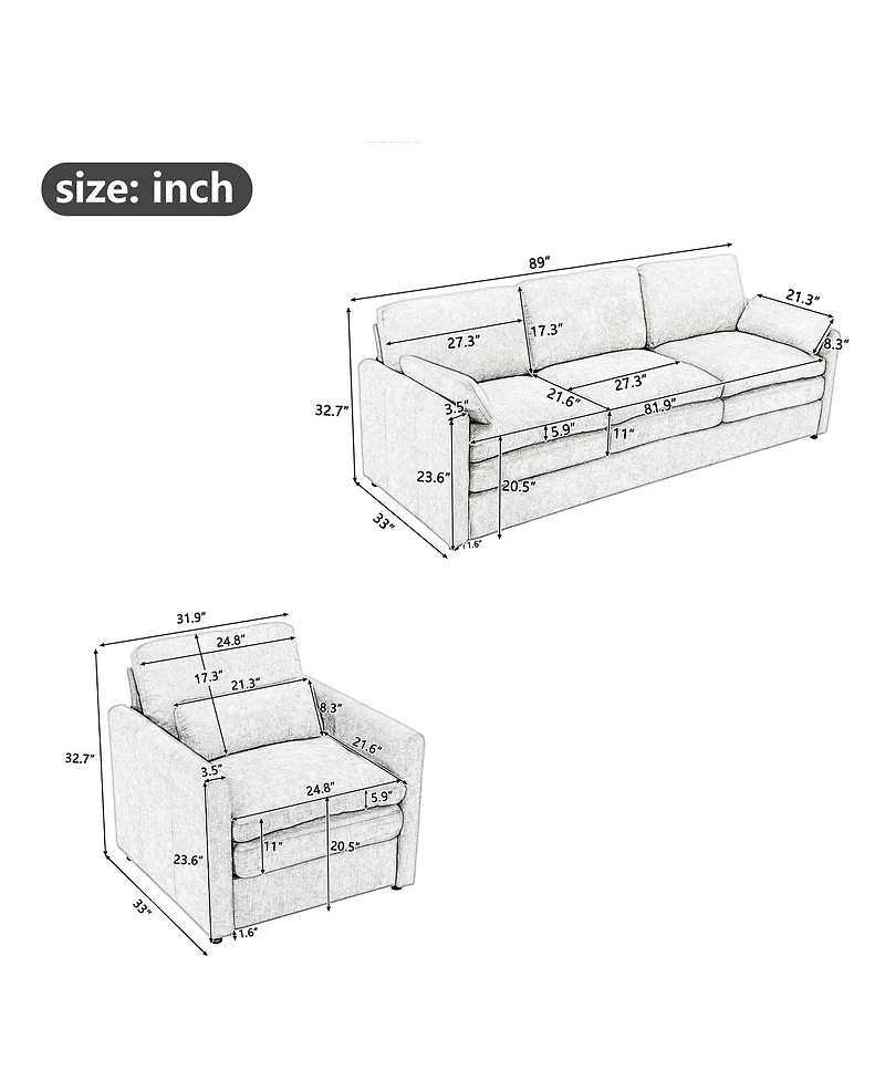 Streamdale Furniture Cozy Upholstered Oversized Comfy Cloud Sofa