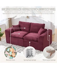 Streamdale Furniture Modular Sectional Sofa Cloud Couch, Comfy Modern 2 Seater with Removable Cushion Covers
