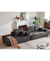 Streamdale Furniture 104" Cloud Sectional Sofa with L-Shape Chaise & Side Pockets, Gray, Left-facing