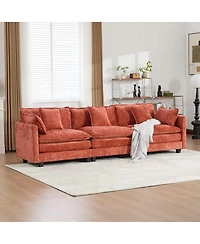 Streamdale Cloud Sofa 3 Seats, Modern Sectional Couch, Comfy Upholstered Seat Cushion, Chenille Fabric, Orange