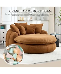 Streamdale Oversized Oval Upholstered Bean Bag Sofa with 3 Large & 2 Small Pillows