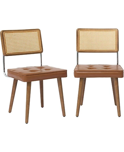 gaomon Rattan Dining Chairs Set of 1, Upholstered Kitchen Chairs with Natural Handwoven Rattan Cane Back and Upholstered Velvet Fabric