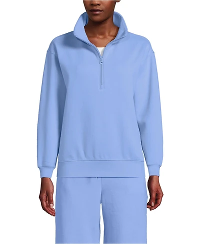 Lands' End Women's Serious Sweats Relaxed Quarter Zip Pullover Sweatshirt