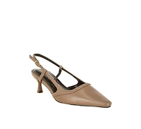 London Rag Womens Luxton Slingback Pin Buckle Kitten Heels