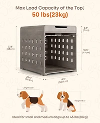 Sugift Dog Crate End Table with Charging Station, Furniture Style Pet Crate Nightstand for Dogs