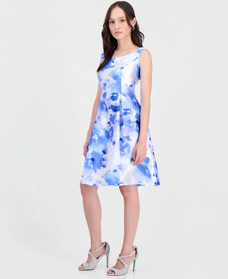 Connected Petite Printed Sleeveless A-Line Dress