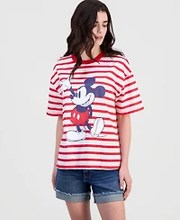 Disney Juniors' Mickey Mouse Striped Crewneck Tee