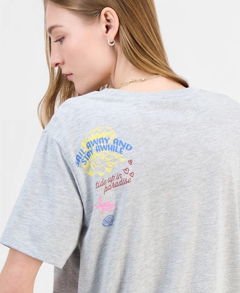 Love Tribe Juniors' Coastal Hit Crewneck Graphic T-Shirt