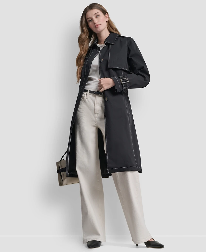 Dkny Women's Top Collar Utility Raincoat