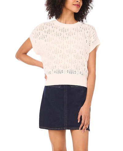 Vince Camuto Women's Pointelle Crew Neck Tank Sweater Top