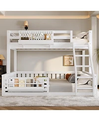 Streamdale Furniture Twin Xl over Queen Bunk Bed with Ladder, Guardrails, Pegboard & Bookshelf