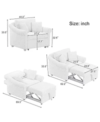 Streamdale Furniture Chenille Convertible Sleeper Chair with Adjustable Backrest