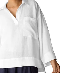 Eileen Fisher Women's Classic Collar Pop-Over Top