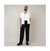 Campus Sutra Men's Onyx Black Solid Tailored Trousers