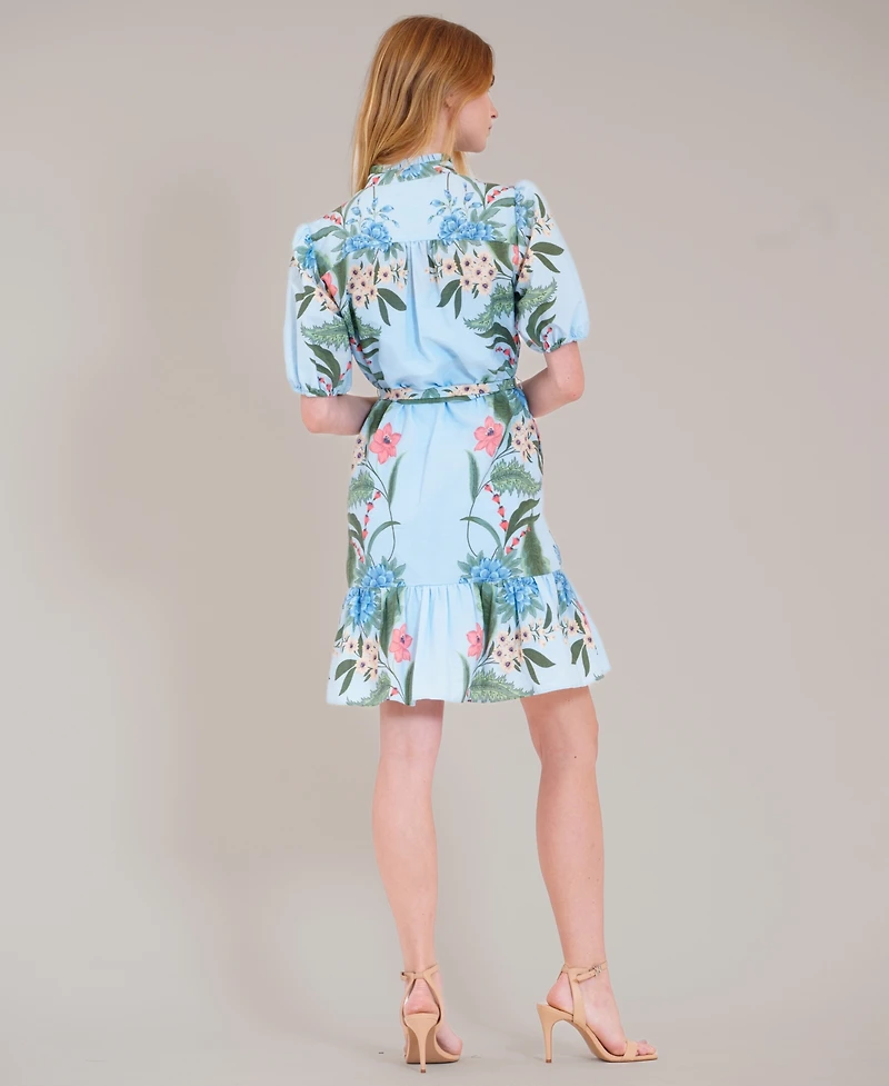 julia jordan Women's Puff-Sleeve V-Neck Mini Dress