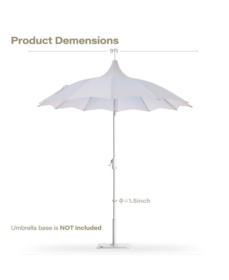 Decksplore 9 ft. Metal Outdoor Pagoda Market Patio Umbrella with Lights