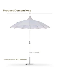 Decksplore 9 ft. Metal Outdoor Pagoda Market Patio Umbrella with Lights