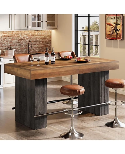 Tribesigns 62.2Inch Bar Table, Industrial Counter Height Pub Dining Large Home Unit