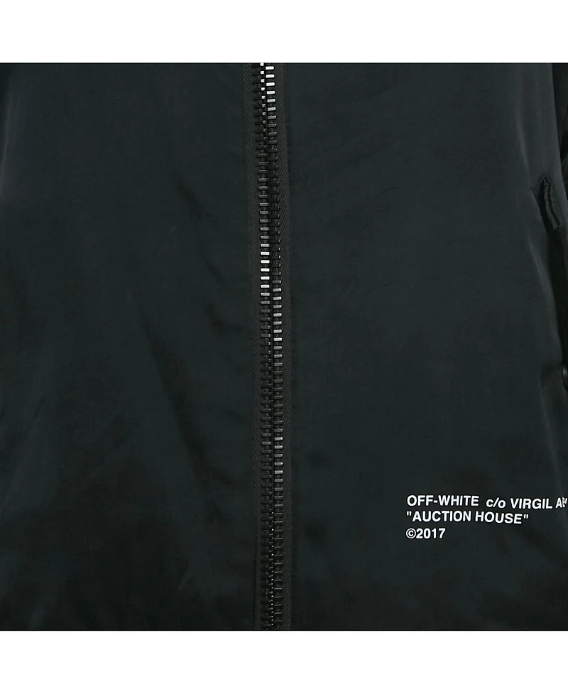 Pre-Owned Off-White Women's Black Rose And Arrow Embroidered Satin Bomber Jacket