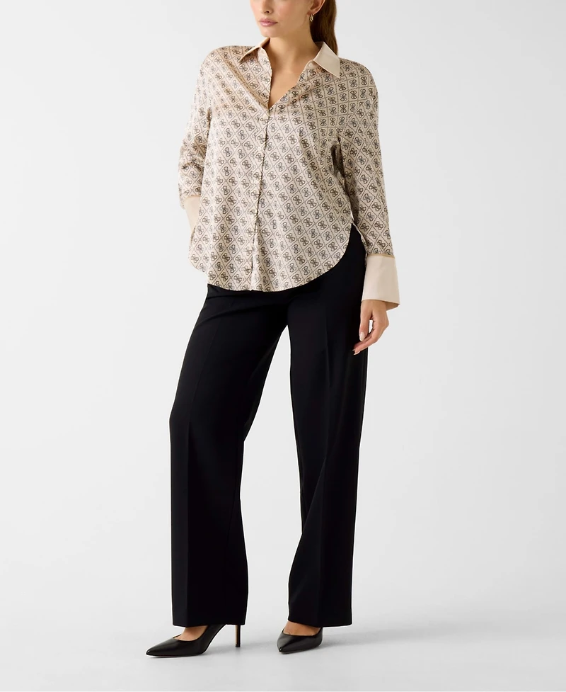 Guess Women's Nausica Wide Leg Pleated Pants