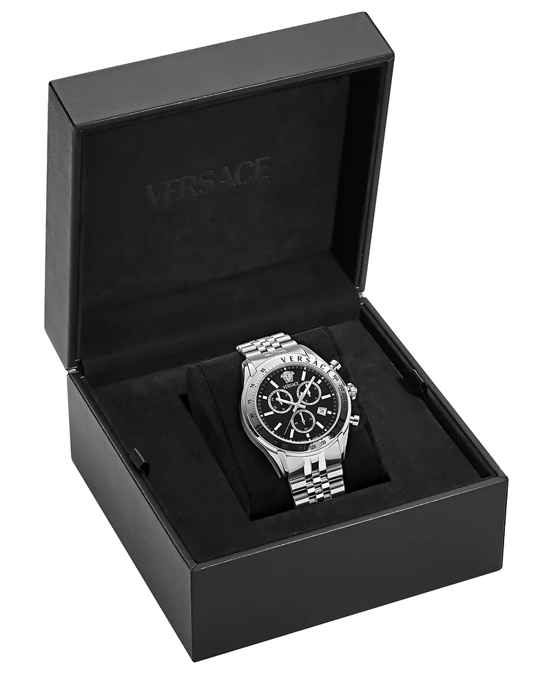 Versace Men's Chrono Master Silver Stainless Steel Bracelet Watch, 44mm