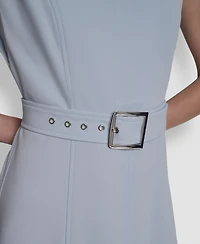 Dkny Women's Sleeveless V-Neck Belted Midi Dress