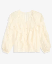 I.n.c. International Concepts Petite V-Neck Ruffled Blouse, Created for Macy's