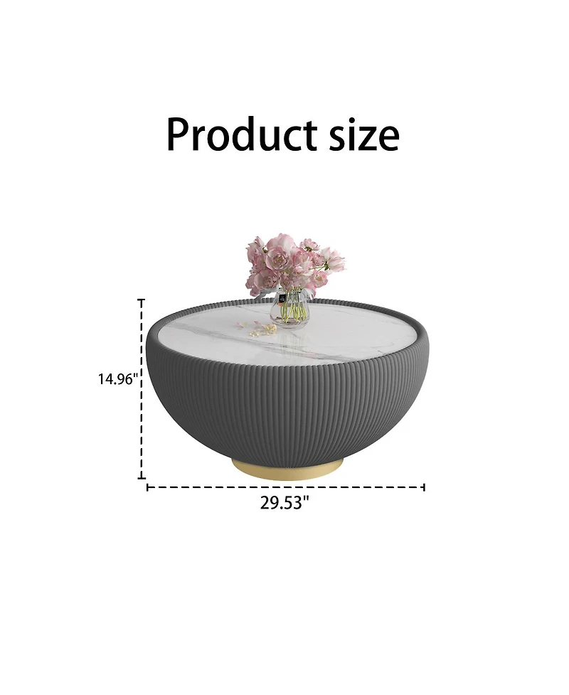 Streamdale Furniture Light Sintered Stone Leather Coffee Table for Living Room Furniture