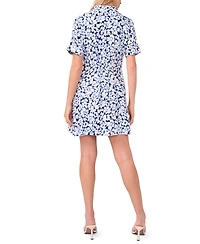 Vince Camuto Women's Collar Neck Fixed Sleeve Elastic Back Shirt Dress