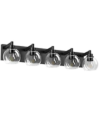 Busdays Bathroom Light Fixtures Over Mirror 5-Lights Vanity Light with Clear Globe Glass Shade Black Wall Sconce Vanity Lighting (Bulbs Not Included