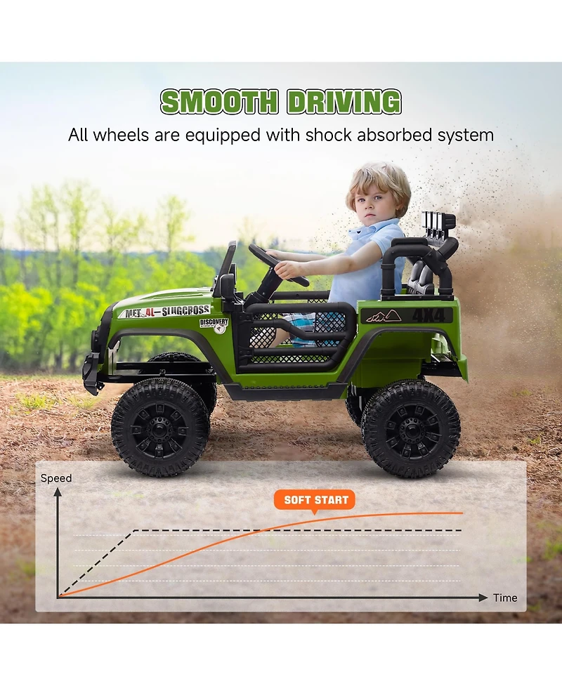 Hongge Kids 12V Electric Ride On Car with Parent Remote Control and Shock Absorbing Wheels for Ages 3 to 6