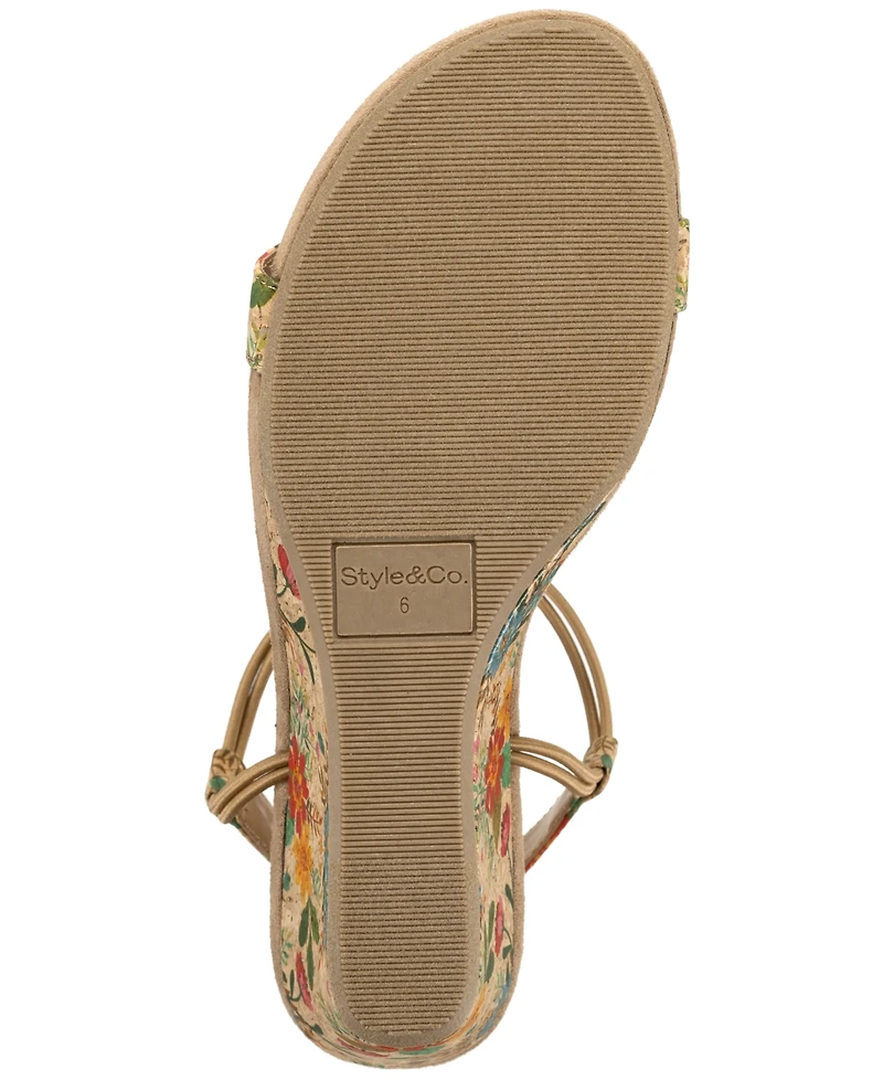 Style & Co Women's Mulan Elastic T-Strap Wedge Sandals, Macy's Exclusive
