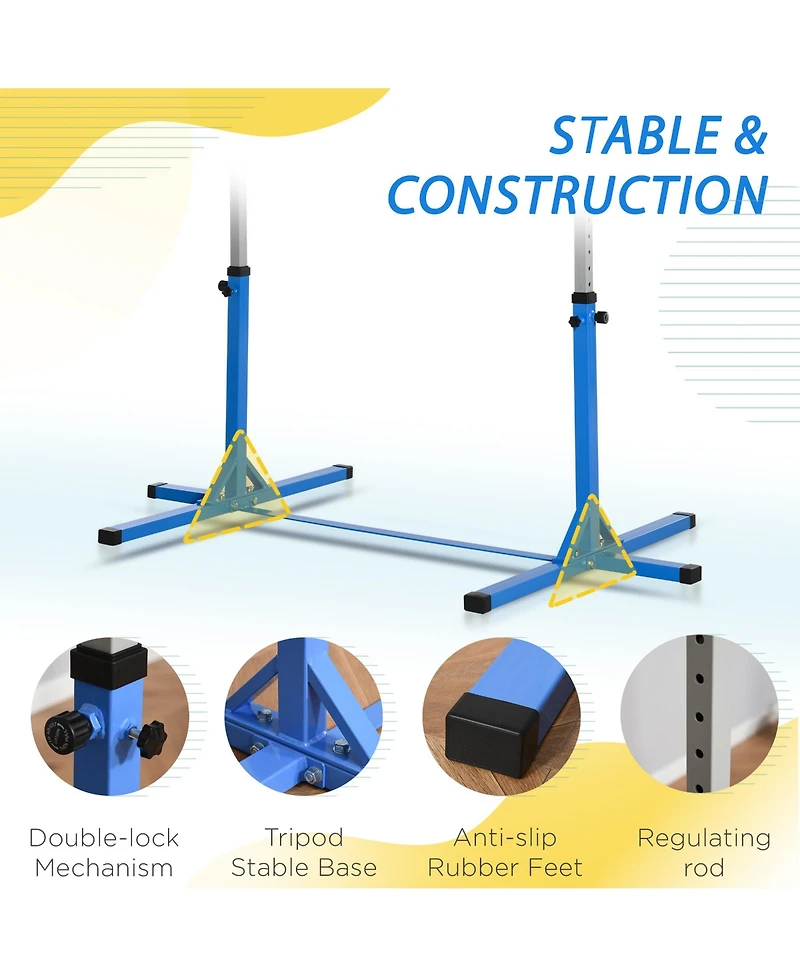 Hongge Kids Adjustable Gymnastics Bar for Home Training Ages 3 and Up