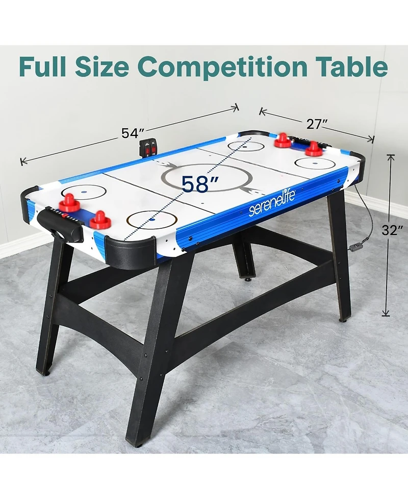 SereneLife 58" Powered Air Hockey Table – Dual Motor Arcade Game with Led Scoreboard, 4 Pucks & 2 Pushers for Home & Game Room