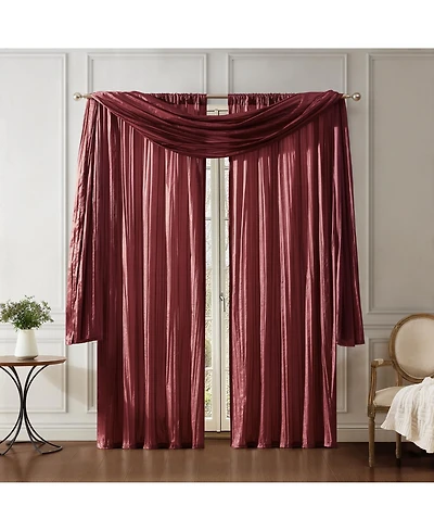 Elrene Home Fashions Athena Faux Silk Window Curtain Scarf Set