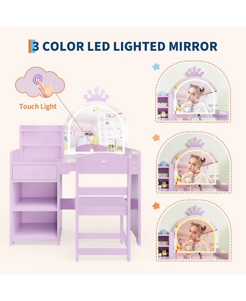 Gaomon Kids Vanity Lighted Mirror for Bedrooms, Apartments, Easy to Assemble