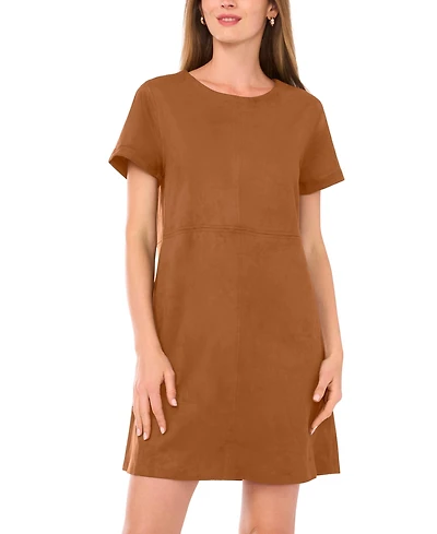 Vince Camuto Women's Faux-Suede Seamed-Panel Shift Mini Dress