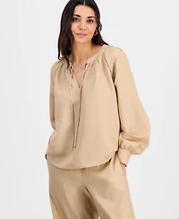 I.n.c. International Concepts Petite Split-Neck Blouson-Sleeve Blouse, Macy's Exclusive