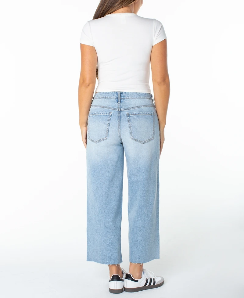 Celebrity Pink Juniors' Raw-Hem Wide-Leg Jeans